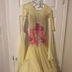 Ballroom Dance Dancesport Women Standard Dress Buttercream Yellow - Small